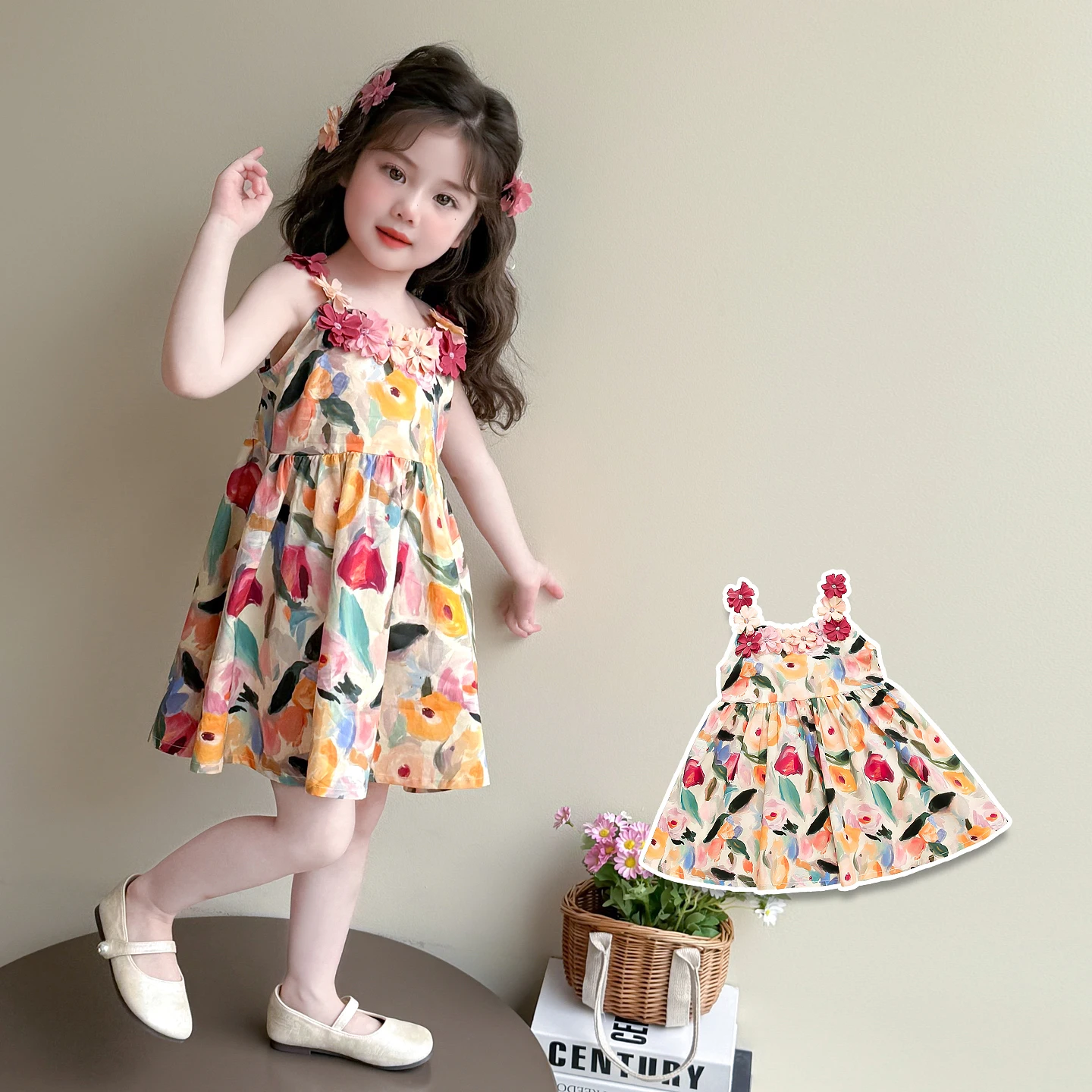 

Baby Girls Dress Sweetheart Classic A-Line Dress Child Summer Floral Sleeveless Dresses Toddler Girls Casual Outfit Size 2-9Y