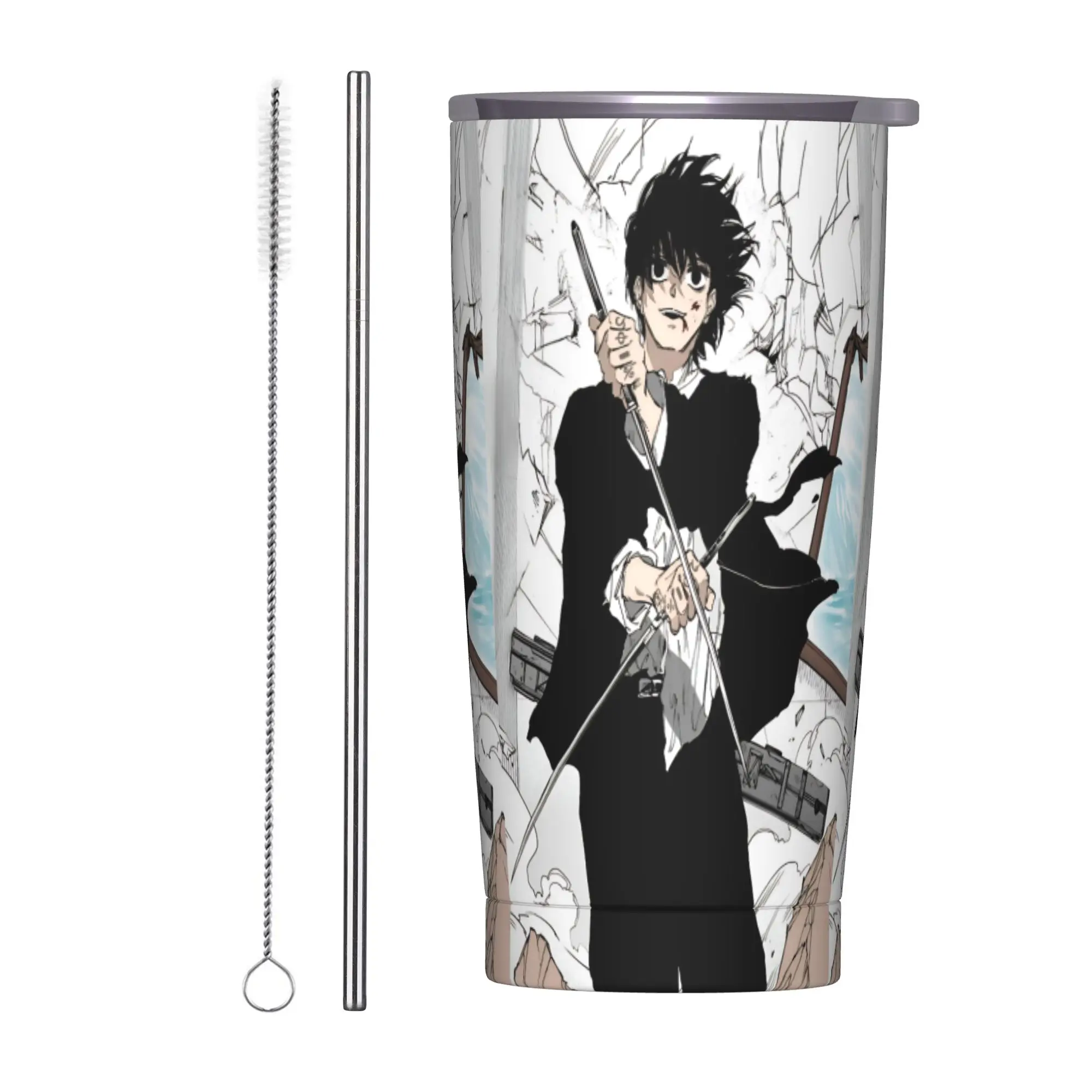 

Yoichi Nagumo Insulated Tumbler with Straws Sakamoto Days Anime Vacuum Mug Office Home Car Bottle Cup, 20oz