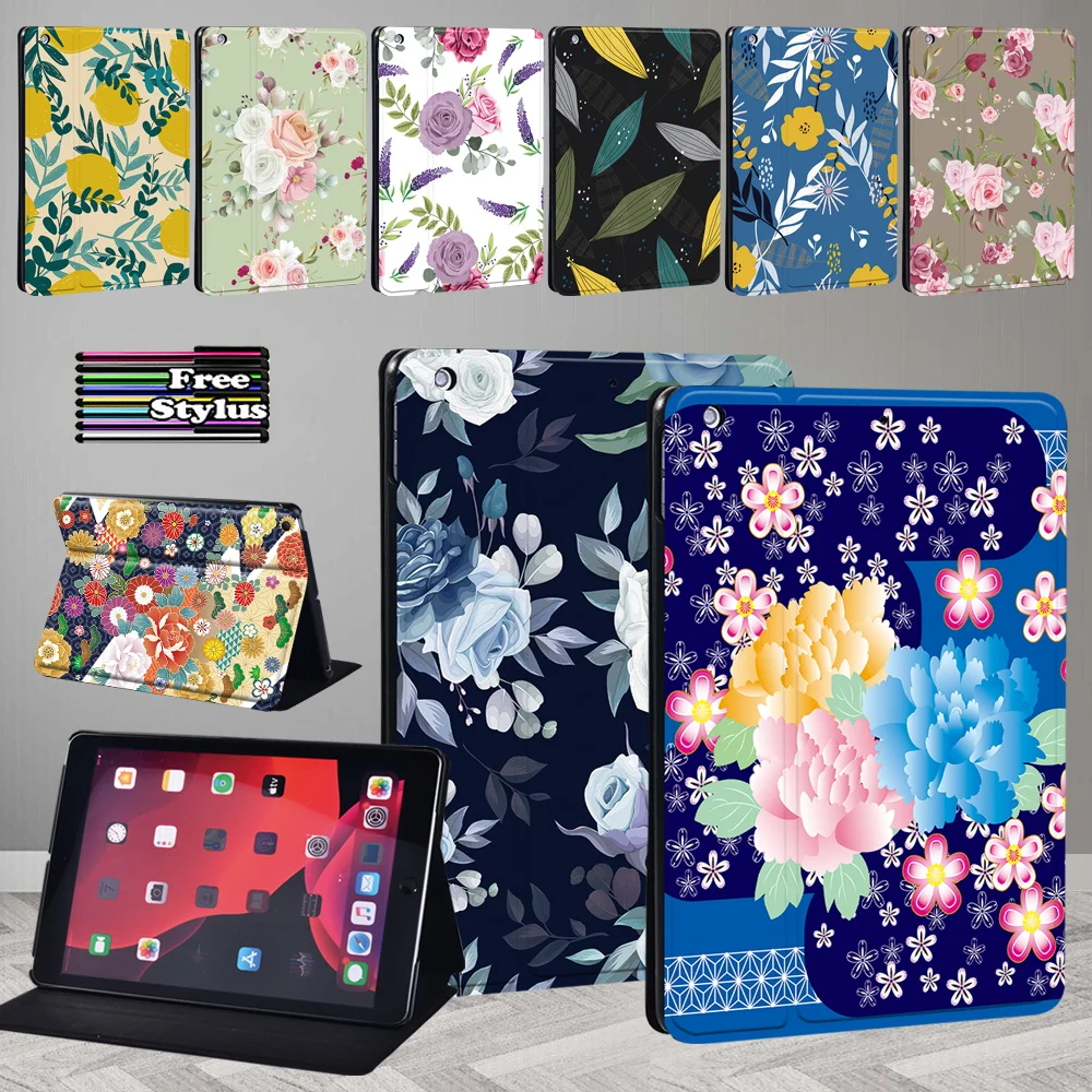 Case for Apple IPad Air 1 2 3 4 5/IPad 2 3 4/Mini 1 2 3 4 5 6/IPad 5th 6th 7th 8th 9th/Pro 11 Flower Pattern Stand Tablet Cover