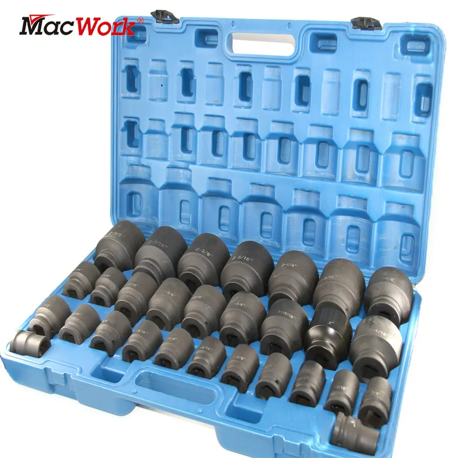 29pcs 3/4 Inches Drive Impact Socket Set 6-Point Adapter Heavy Duty Socket Impact SAE 3/4 inch - 2-1/2 inch, with a Storage Cage