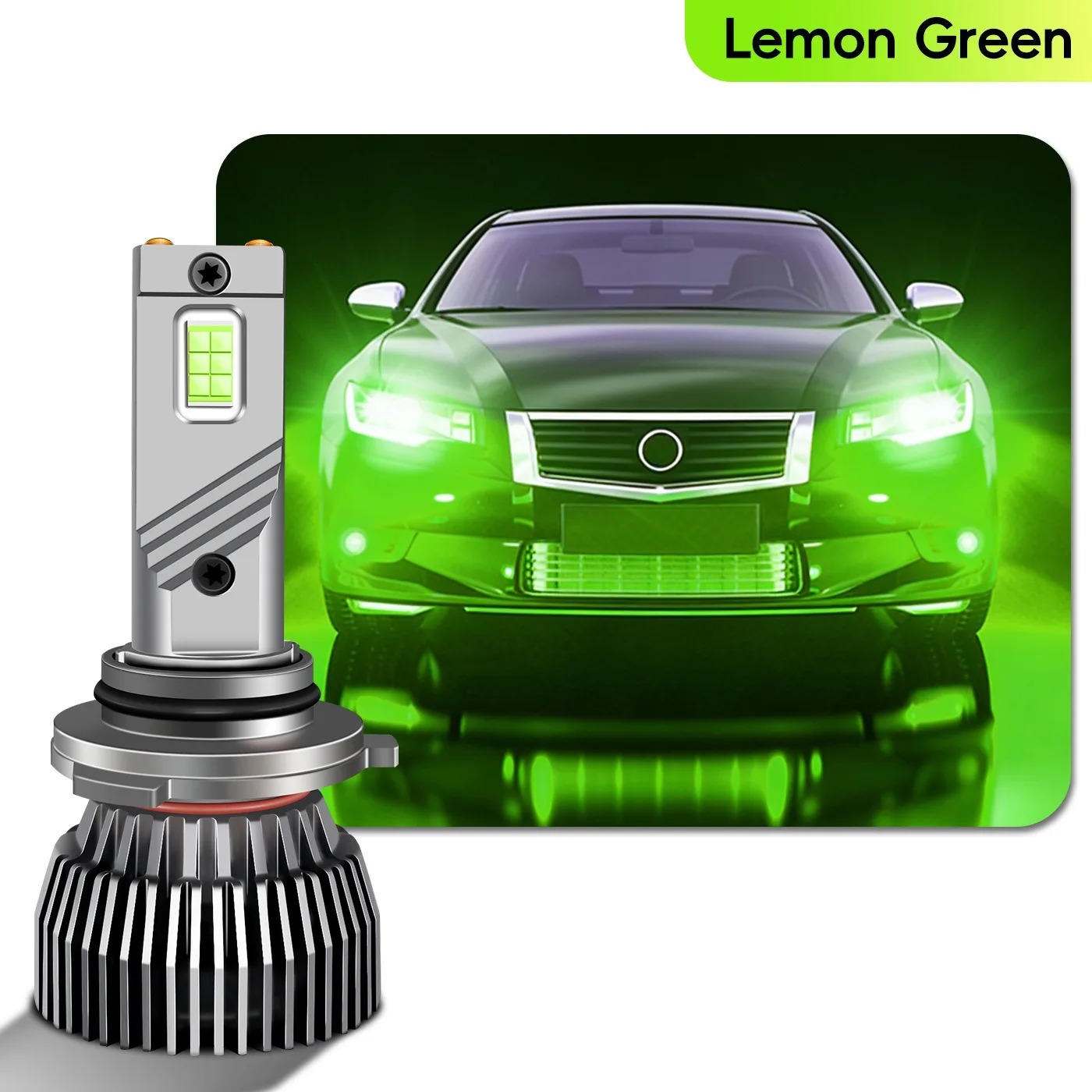 H27 H10 2504 5202 LED Headlight Bulbs 12V 24V 65W 3000K Green Lemon Easy Installation