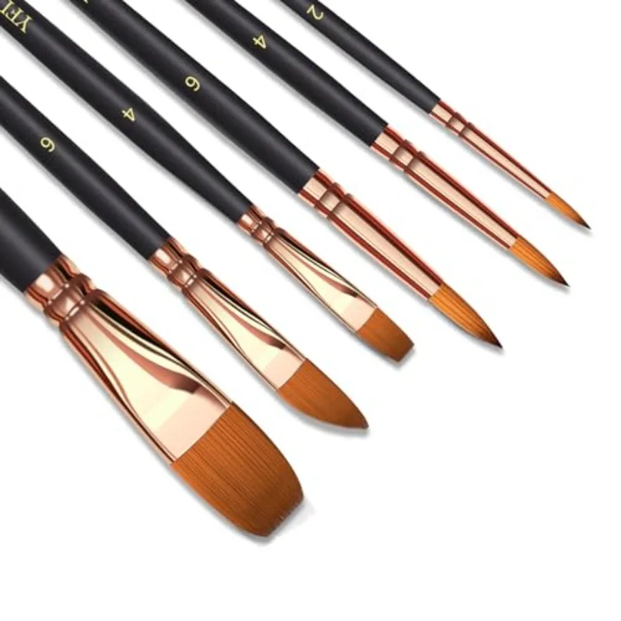 

Paint Brush Set 6 Different Shapes for Watercolor Rock Face Painting Brush, Artist Craft Brush Supplies, Paint Brush Set for Al