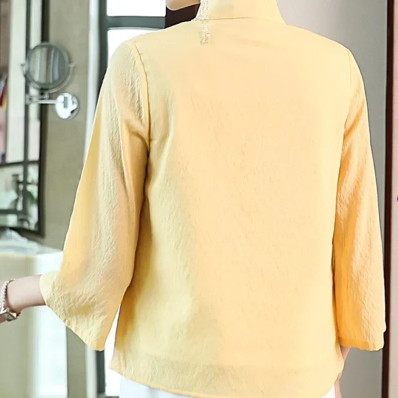 2024 Woman Traditional Chinese Clothing Top Retro Flower Print Hanfu Women Tops Elegant Oriental Tang Suit Blouse 10589 MN3