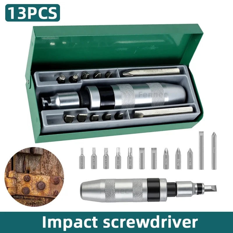 

13 Piece Impact Screwdriver Set Hand Impact Driver Bits Heavy Duty Combination Impact Hardware Bits Corrector Screwdriver Set