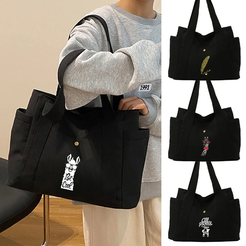 

Новый большой вместительный боковой карман для бутылки с водой, стильная холщовая сумка на одно плечо, белая серия изображений, сумки для покупок, пакет для хранения