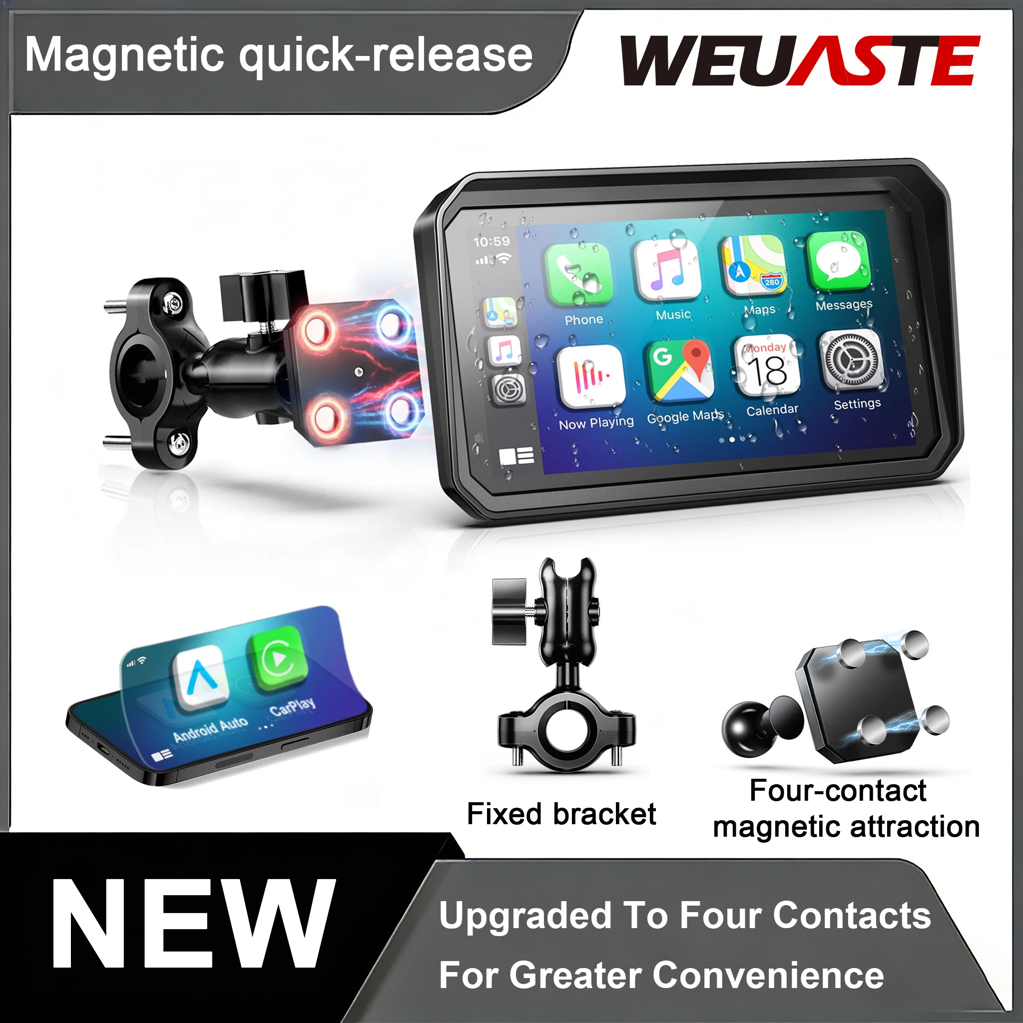 

6-7 inch Wireless Motorcycle CarPlay Android Auto Compatible with All Models Portable GPS Navigation Dashboard Fit For ZX Moto