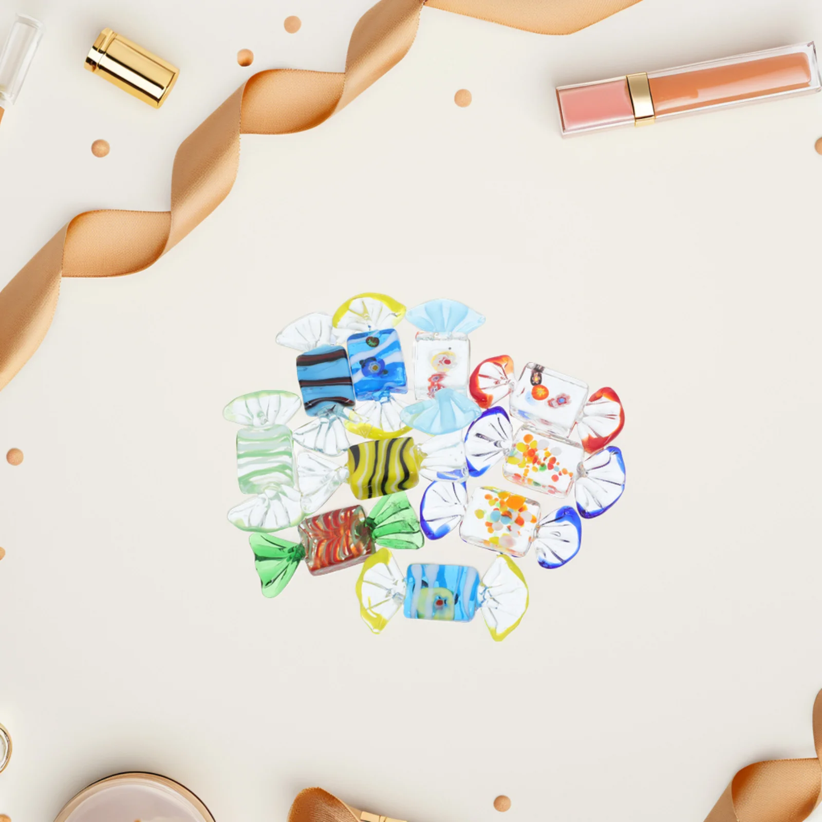 

10Pcs Colorful Vintage Glass Candy Ornaments Handmade Decorative Small Ornaments Wedding Party Supplies Vintage Glass Candy