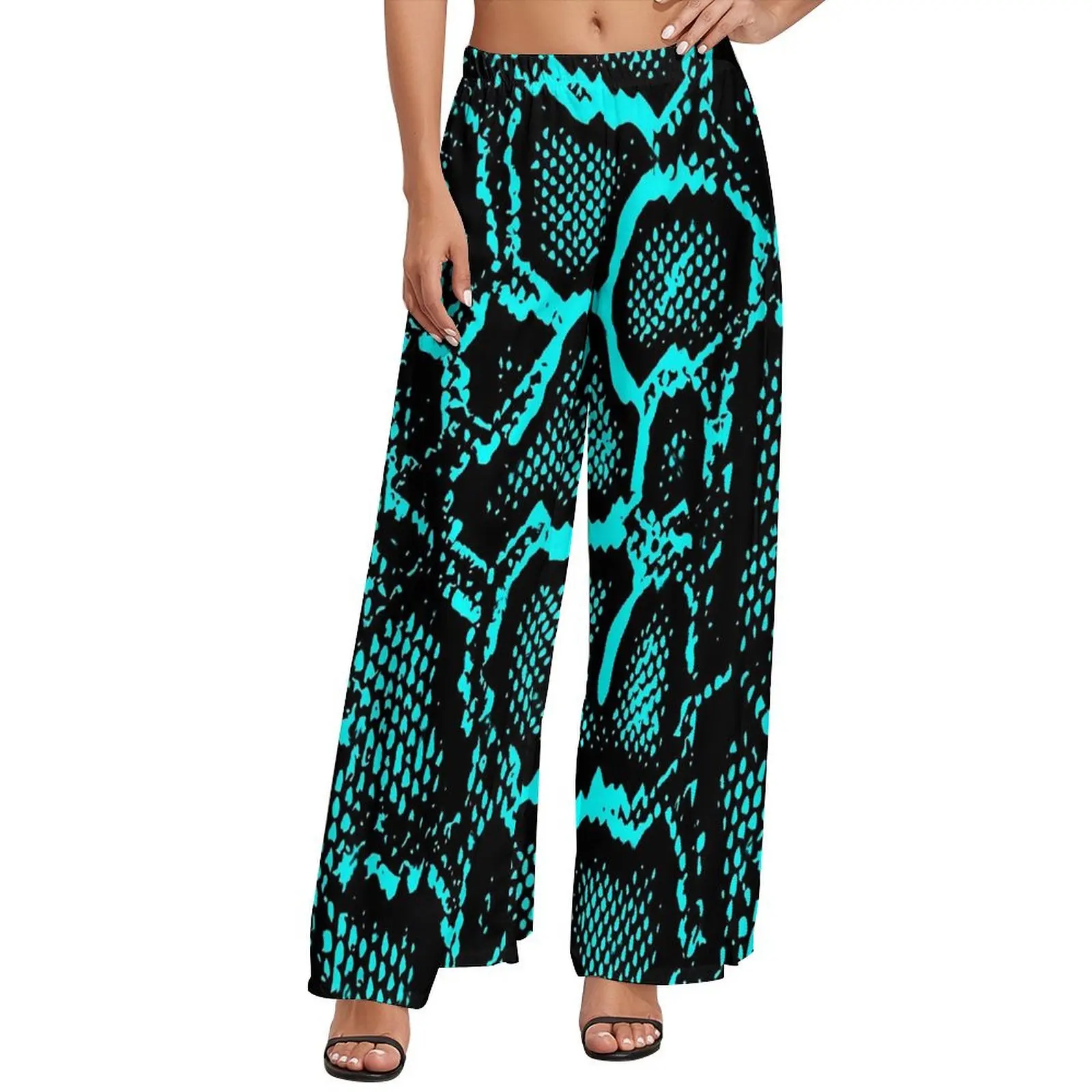 

Blue Snakeskin Pants Python Skin Print Streetwear Straight Wide Leg Pants High Waist Office Trousers Big Size 5XL 6XL