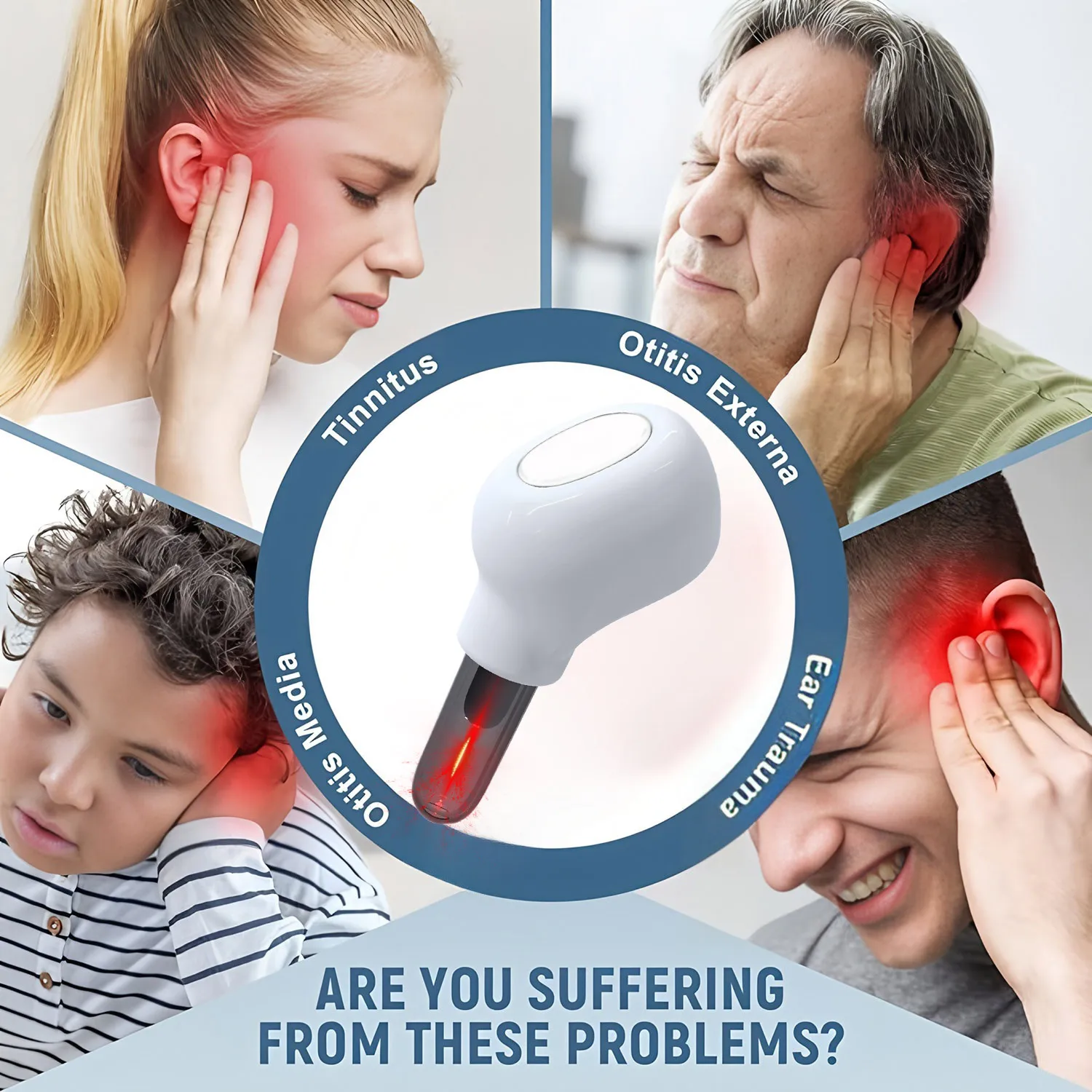 سدادة الأذن التهاب الأذن الوسائط الأذن الليزر 650NM العلاج بالضوء الأحمر التشعيع الأنف/قناة الأذن الليزر طنين الأذن الصمم العلاج الطبيعي متر #6