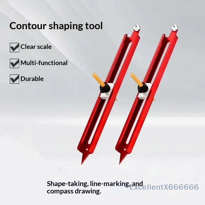 Adjustable Contour Scribe Ruler with Pencil Holder Lightweight Compact Profile Duplicator for Carpentry Edge Shaping Copying To