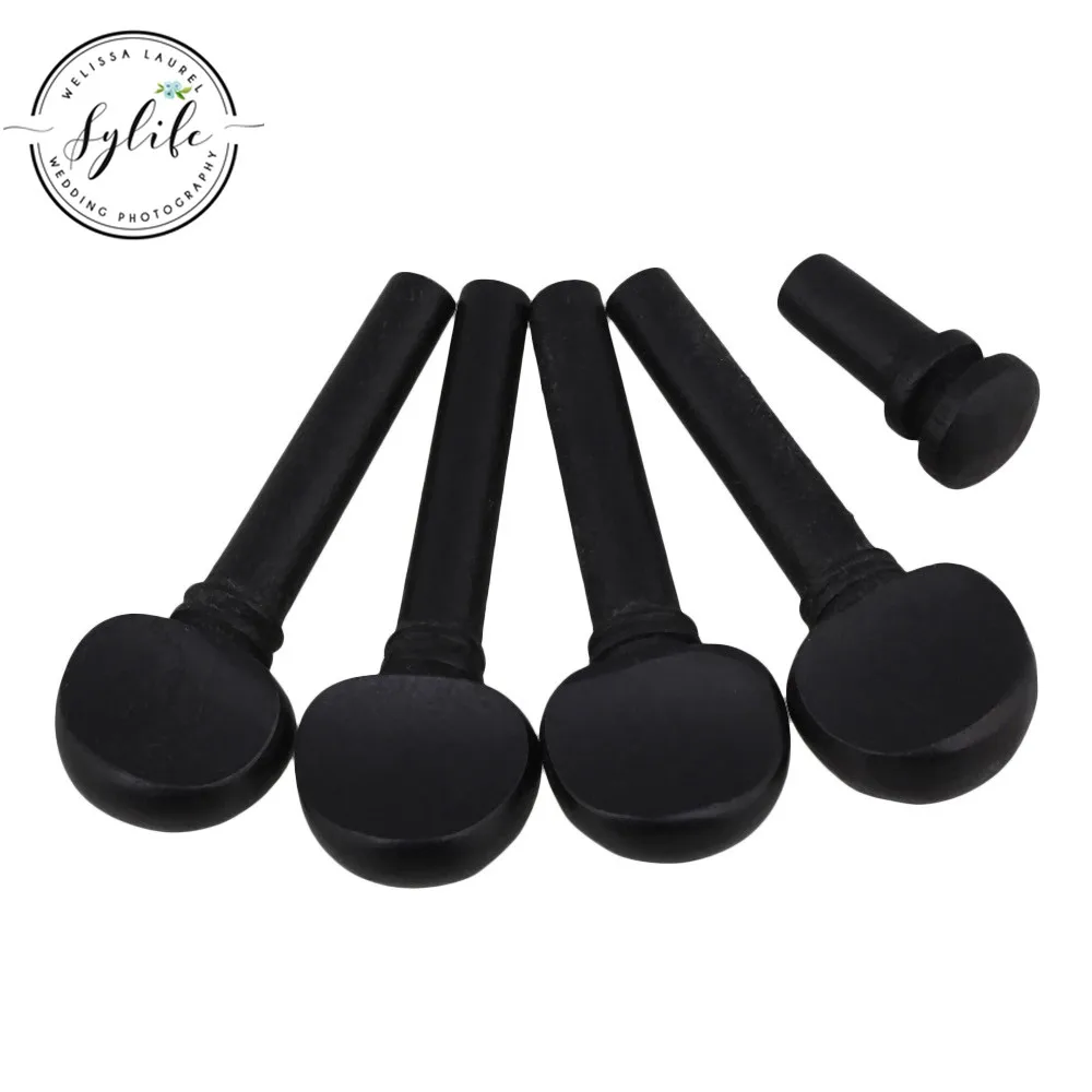 Black Ebony 3/4 Violin Tuning Pegs Tuners with Tail End Pin 58 x 21mm