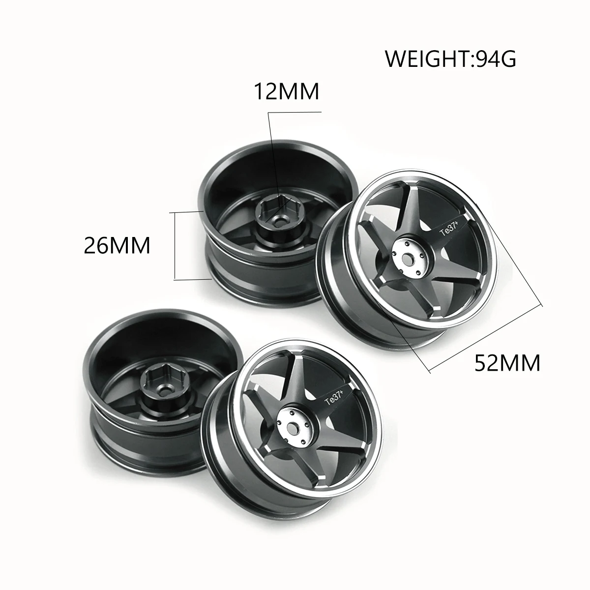 4pcs Metal Wheel Rim For 1/10 RC On Road Drift Car HSP 94122 TAMIYA TT02 XV01 KYOSHI YOKOMO WLtoys HPI