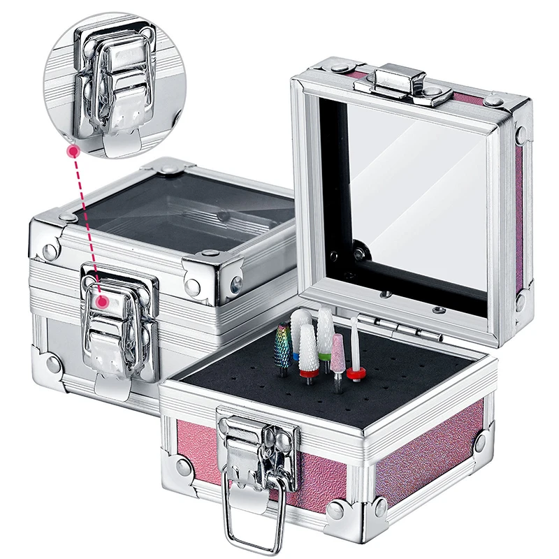 Soporte para brocas con cabezal de molienda para decoración de uñas, caja de almacenamiento para exhibición, soporte para brocas, contenedor, estante de exhibición, 25 ranuras