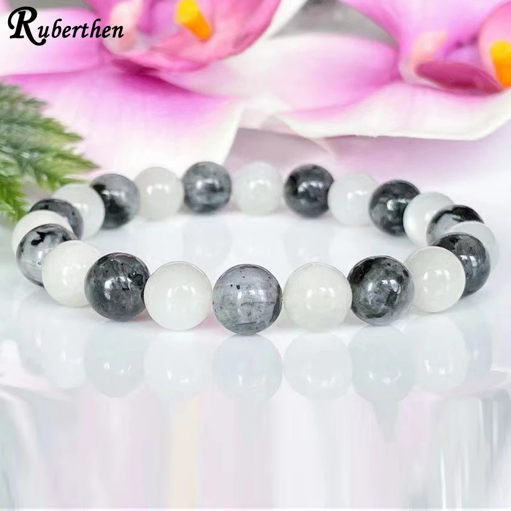 Ruberthen Moonstone Labradorite Beaded Bracelet Mala Gemstone Yoga Bracelet for Women ealing Crystals for New Beginnings