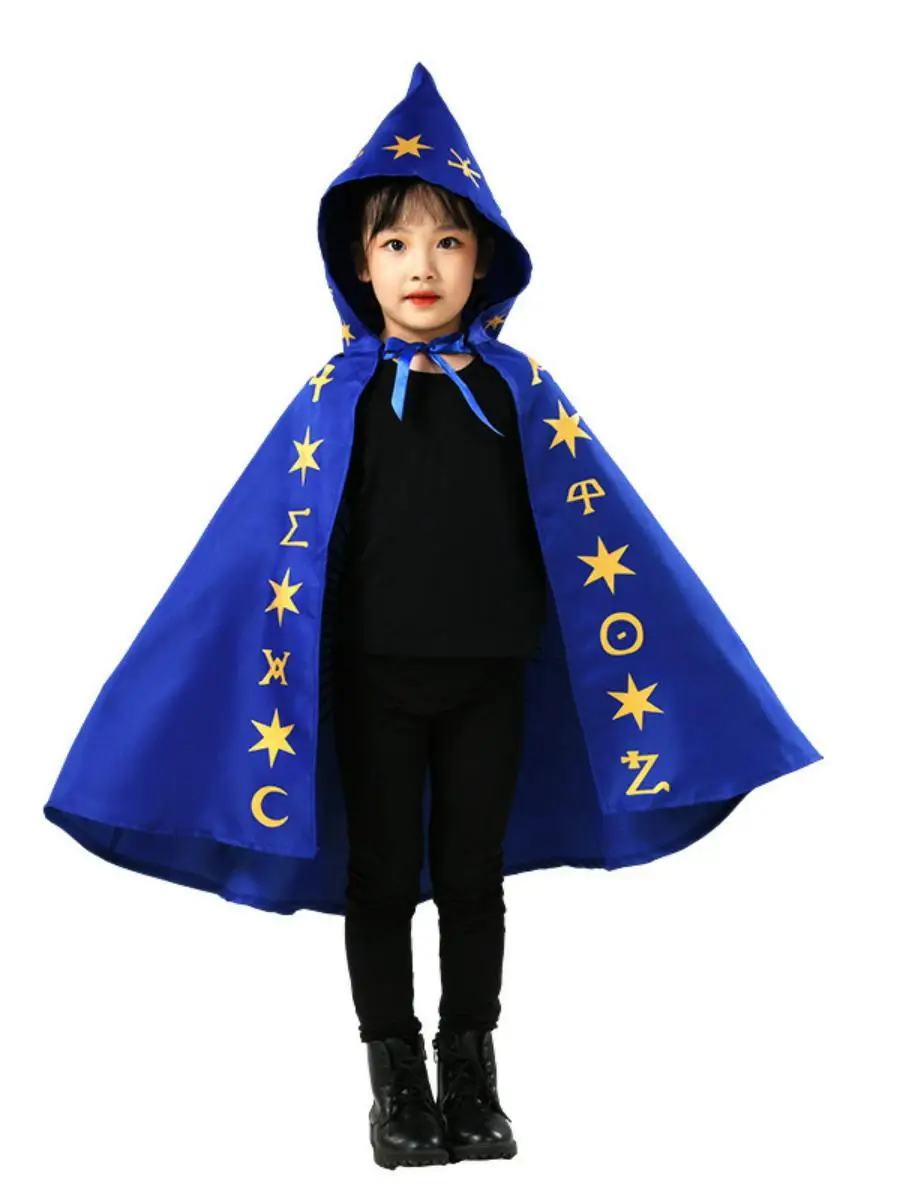 Sombrero de mago de Halloween, bata para niños, disfraz de actuación, gorra de arp, disfraz de escenario, ropa Par, Material de poliéster