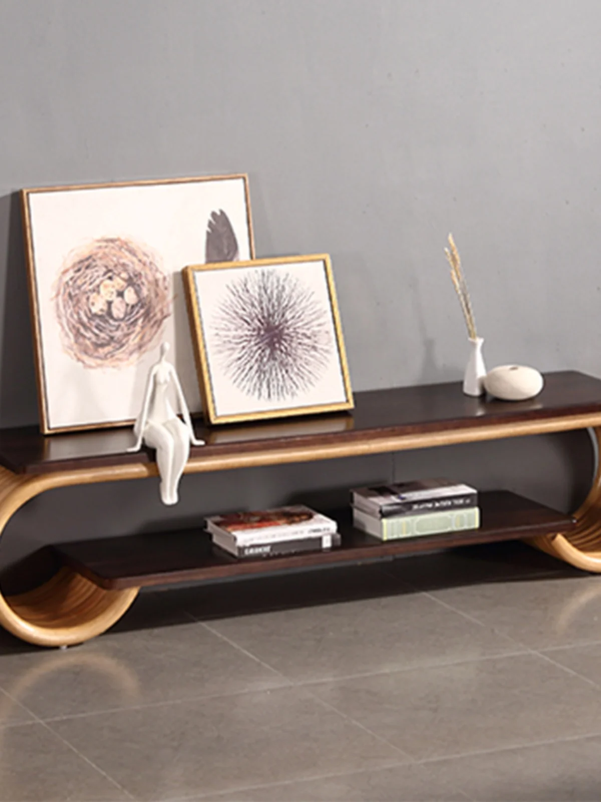 

Minimalist style for home furnishing Indonesia imported real rattan teak solid wood living room furniture listening TV cabinet C
