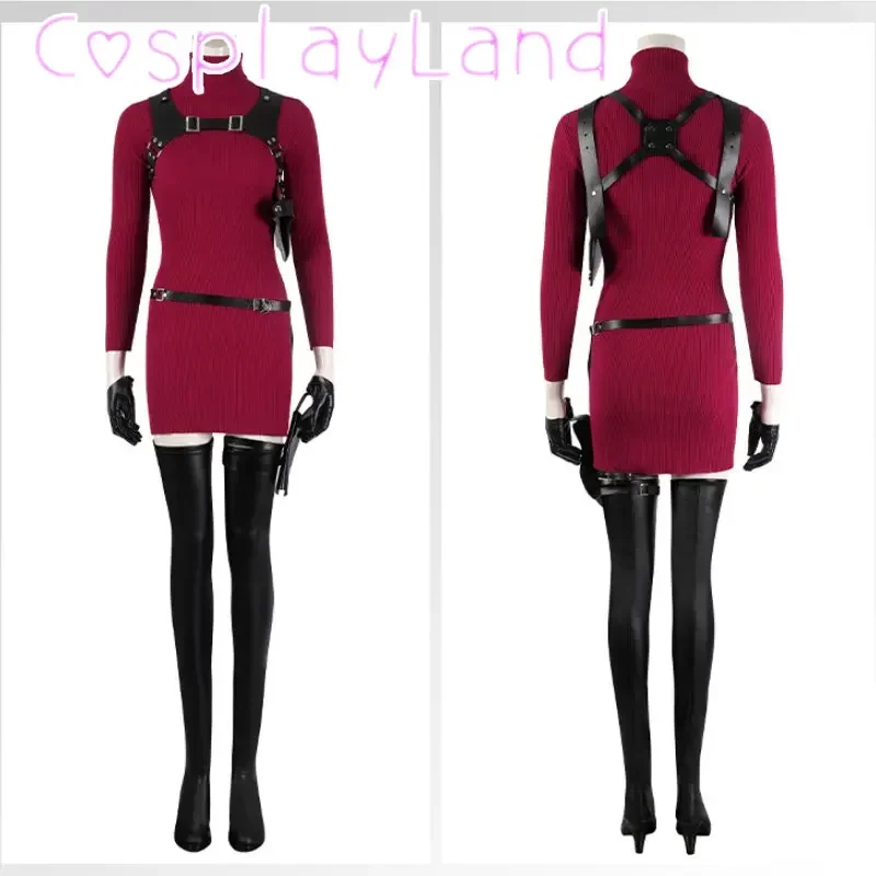 

Resident 4 Ada Wong Evil Cosplay Costume Dress for Women Outfits Halloween Carnival Disguise Suit for Adult Red Dress