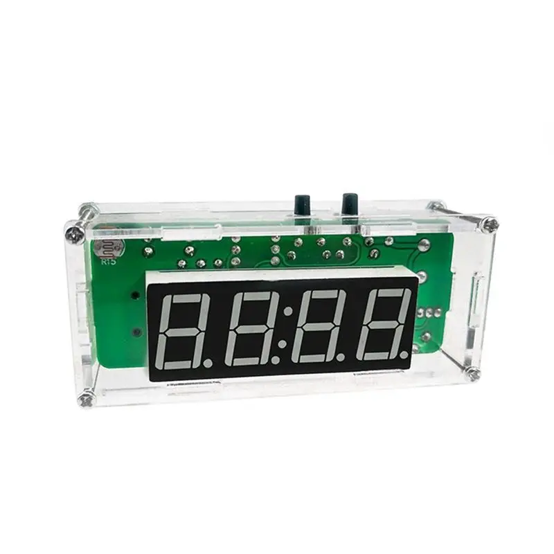 A29F-4-Digit Digital DIY Clock Kits With Acrylic Shell, DIY Alarm Clock Soldering Practice Kit For Learning Electronics