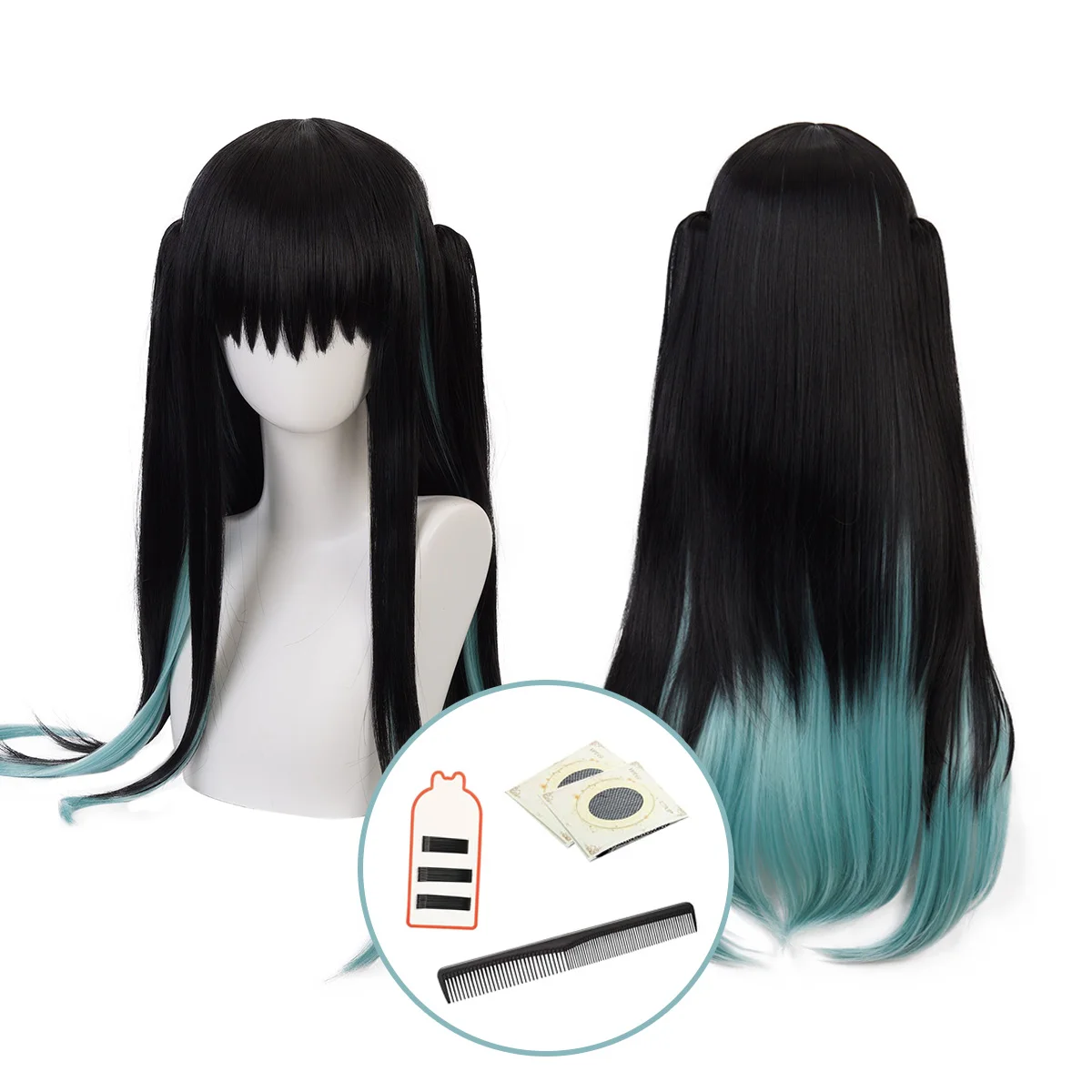 HOLOUN Anime Tokitou Muichirou Cosplay Wig Rose Net Synthetic Fiber Adjustable Size Heat Resistant Cap Comb Halloween Cos