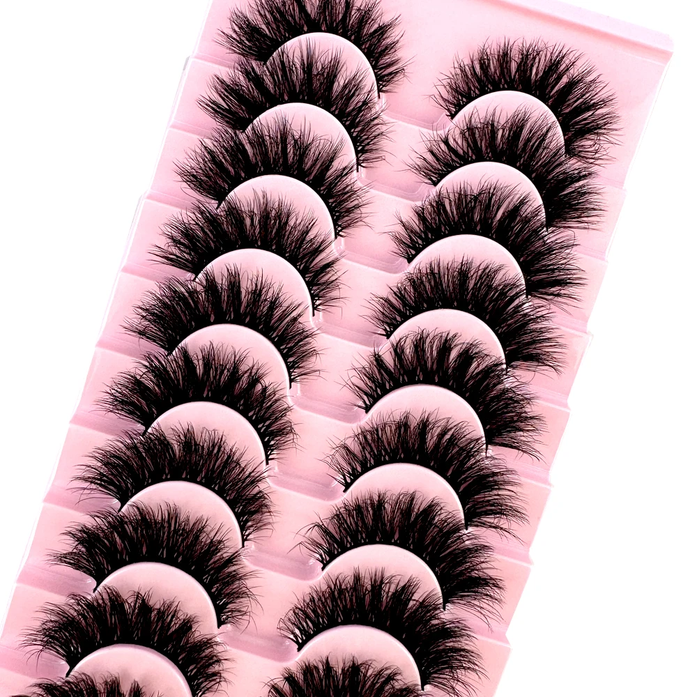 HBZGTLAD-Cílios Postiços Naturais, Cílios Falsos, Maquiagem Longa, 3D Mink Lashes Extension, Cílios para Beleza, Novo, 10 Pares