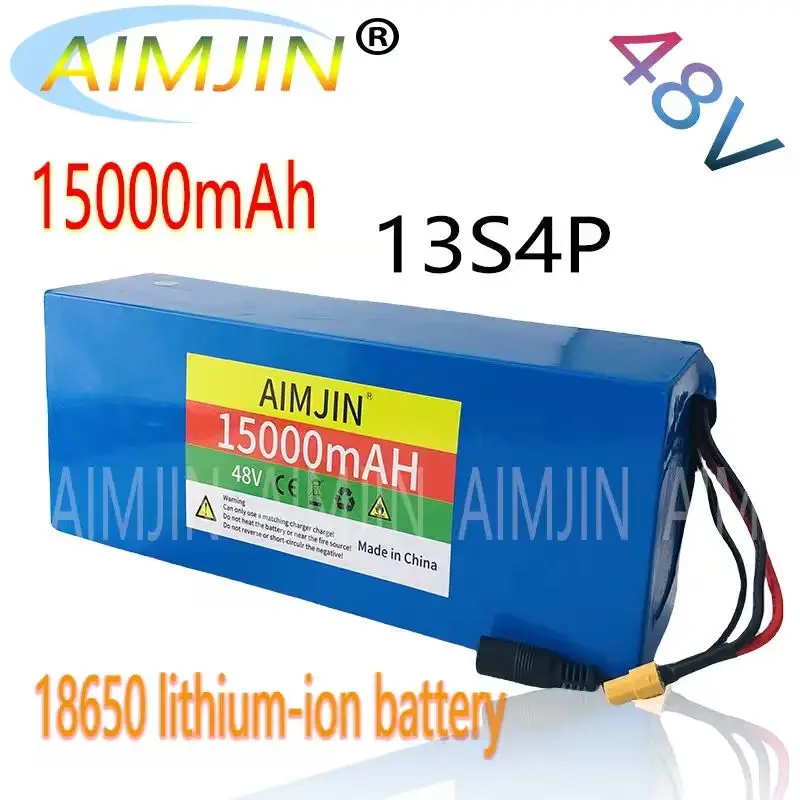 🔥 13S4P lithium battery 48V 15AH 18650 500W battery For various electronic devices and transportation equipment+charger