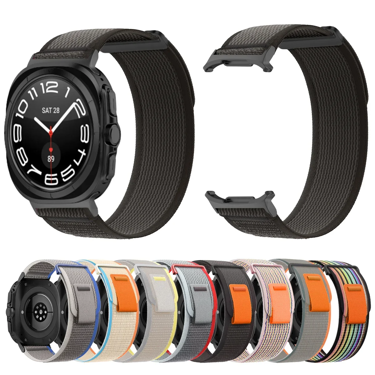 

Нейлоновый ремешок-петля для Samsung Galaxy Watch Ultra 47 мм, дышащий спортивный браслет с двумя абзацами без зазоров