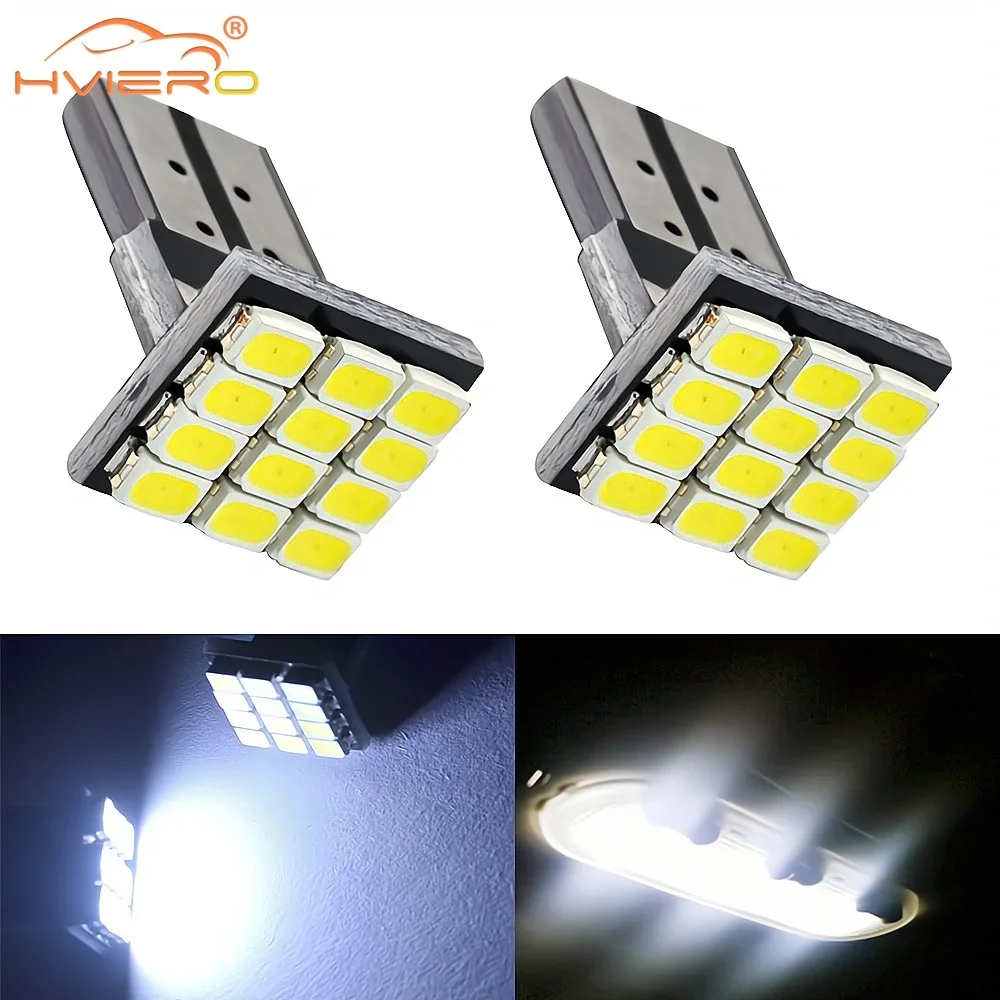 

2X T10 W5W 12SMD Turn Signal lamp License Plate Light Car Wedge White DC 12V Canbus Brake Decoder External Dome Lamp Backup Led