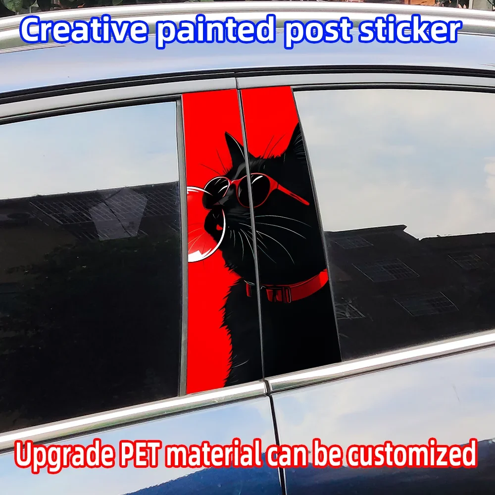 

Cartoon Cat Car Stickers Waterproof Auto B Pillar Decor Cover Scratches Durable Car Door Pillar Sunscreen Vinyl Decal Accessorie