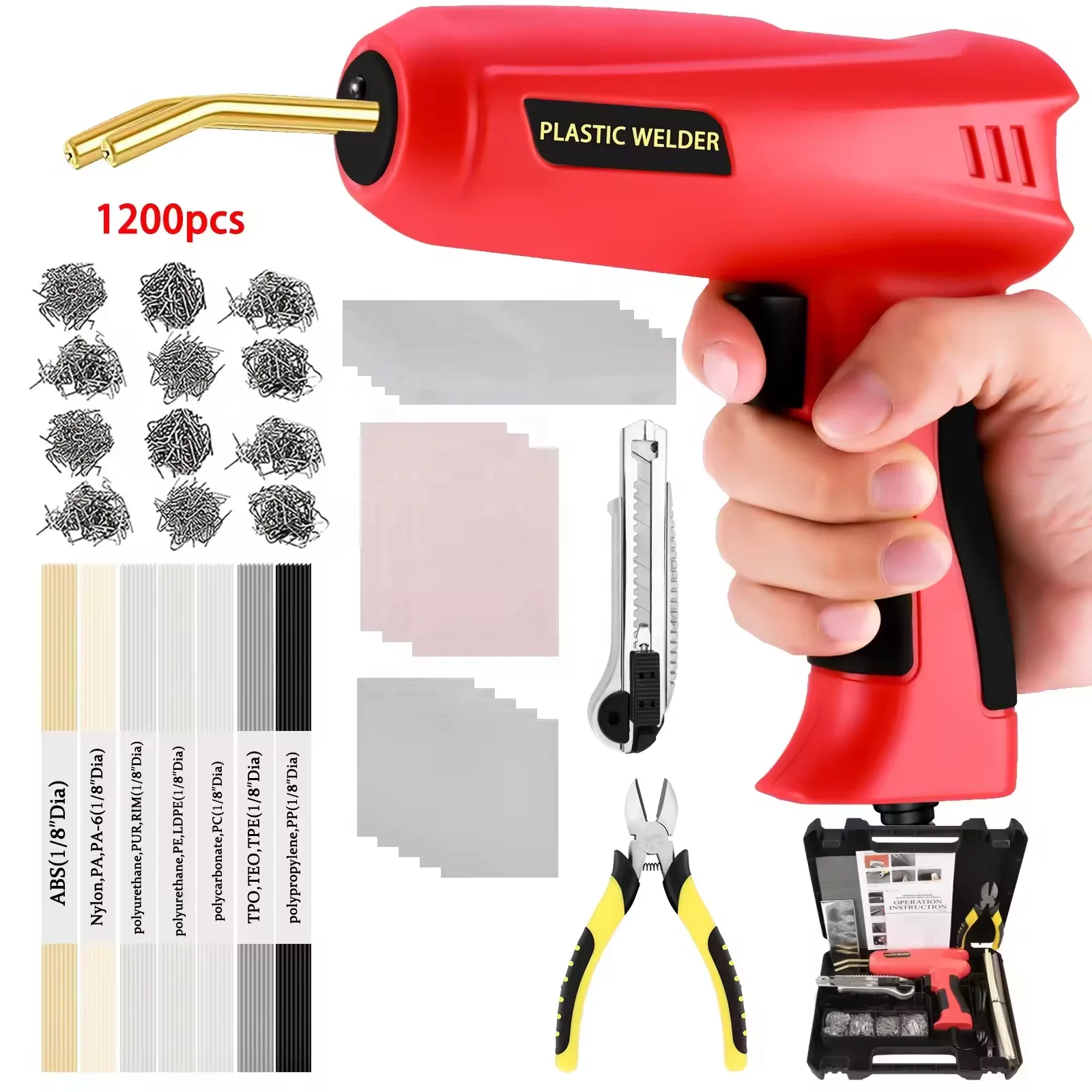 

New 200W Plastic Repair Welding Gun Kit Car Bumper Car Body Repair Spot Welder Gun Tools Kit for Hardware Store