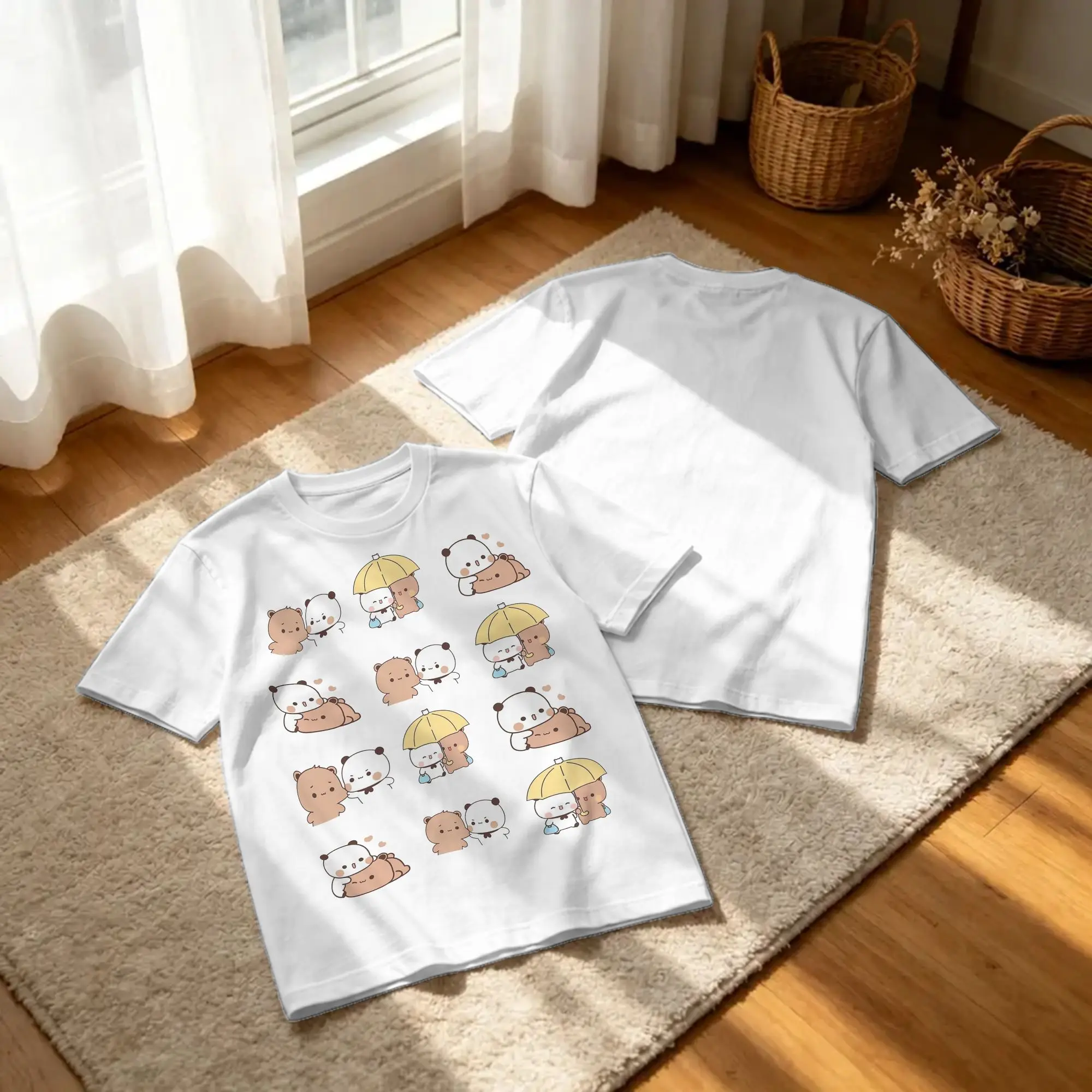 Men Women's Bubu Dudu Cartoon T Shirt Panda Bear 100% Cotton Clothing Short Sleeve Round Collar Tee Shirt Plus Size T-Shirts