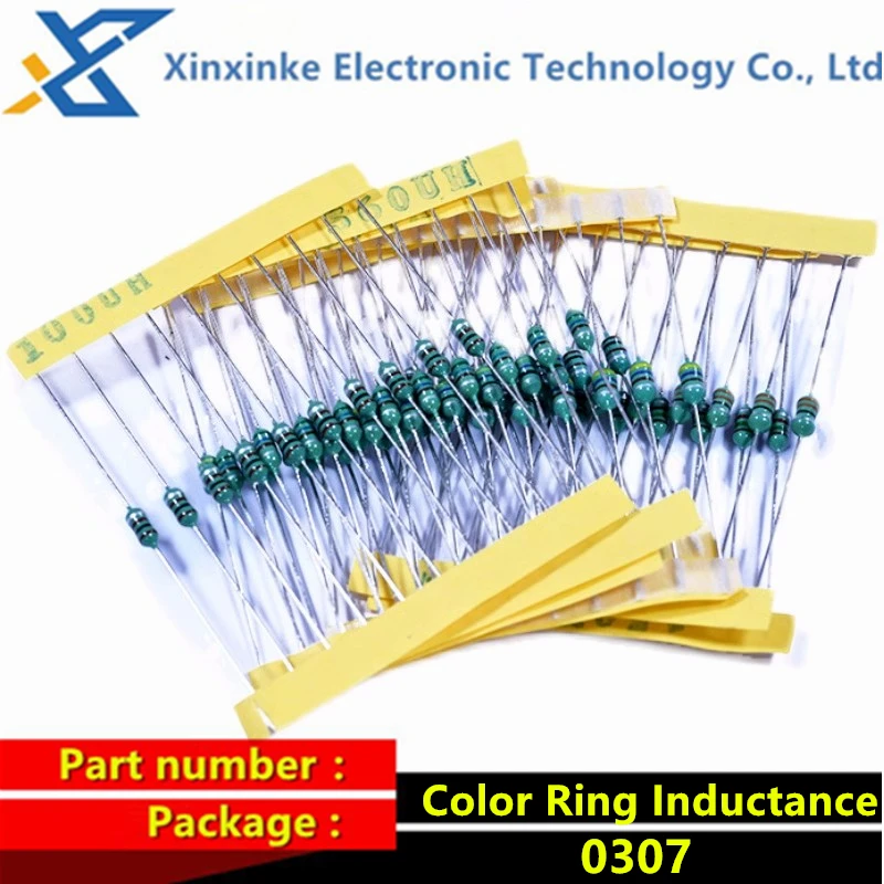 20PCS 0307 1/4W ตัวเหนี่ยวนําสีแหวนตัวเหนี่ยวนํา 0.1/1/1.8/2.2/3.3/4.7/6.8/10/15/18/22/33/39/47/56/82/100/150/220/470/680/1000 uH
