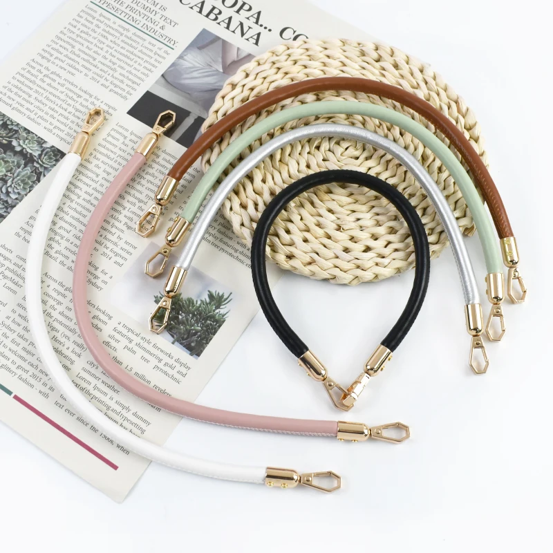2Pcs Deepeel 30/40/60cm PU Leather Bag Handles with Metal Clasps Handbag Purse Replacement Strap DIY Bags Accessories