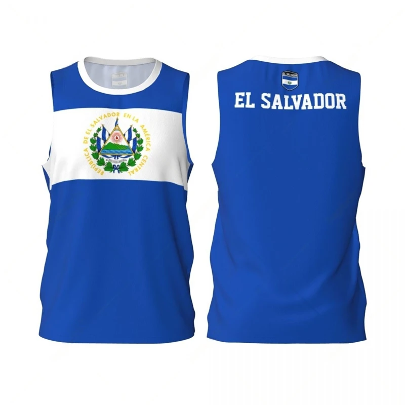 El Salvador Flag Graphic Tank Tops Simple Fashion Men Women 3D Printed Basketball Jersey Tees Loose Sports Sleeveless T Shirts