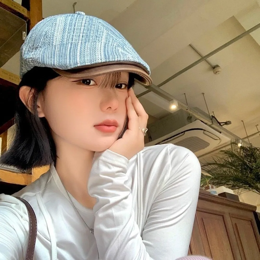

Casual Retro Denim Beret Flat Brim Y2k Cowboy Beret Versatile Artist Painter Cap Unisex