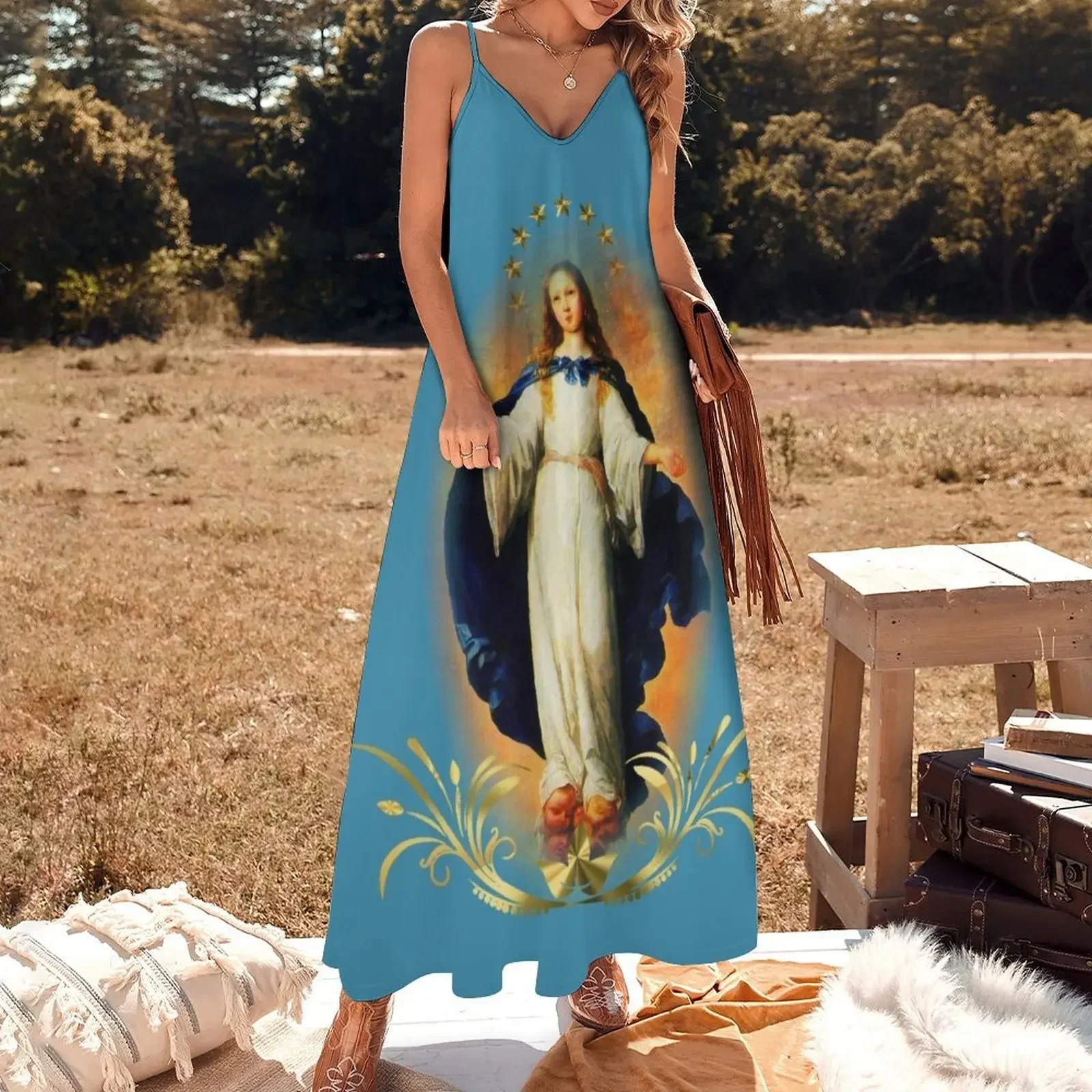 Immaculate Conception Assumption Virgin Mary Nicaragua Patron Saint Sleeveless Dress cute dress summer dress women 2024