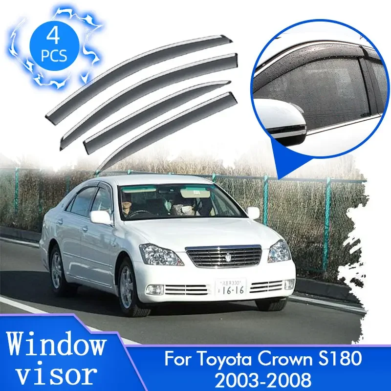 4PCS For Toyota Crown S180 2003 2004 2005 2006 2007 2008 Rain Sun Window Visor Awning Deflector Cover Windshield Accessories