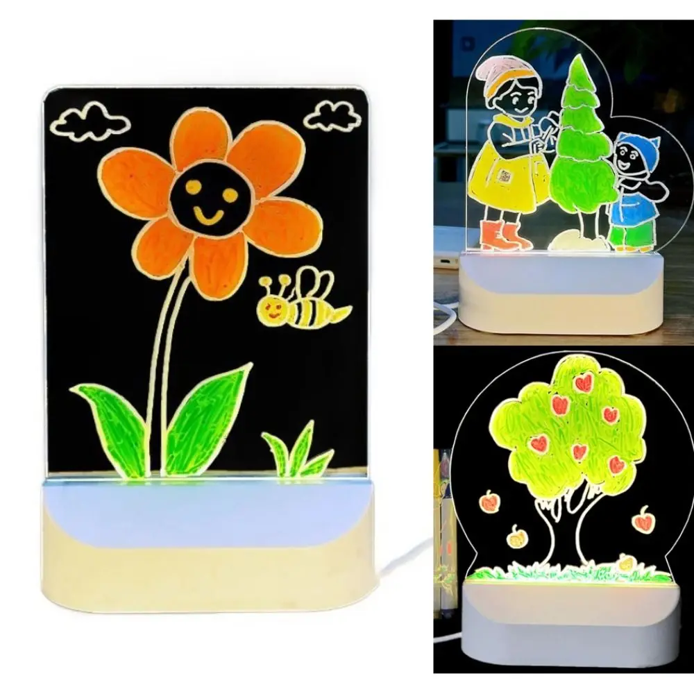 Heißer Verkauf LED Leucht Zeichenbrett Acryl Glowing Kinder Zeichnung Spielzeug Farbige Graffiti Handwerk DIY Färbung Nachtlicht