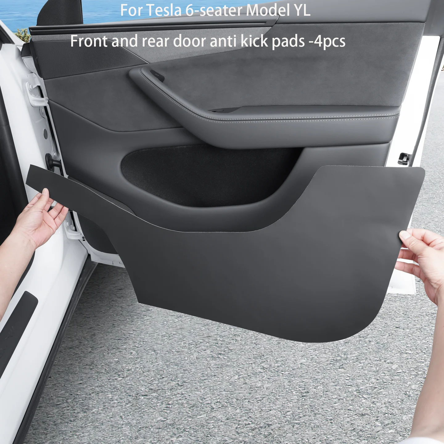 Suitable for the New Tesla 6-Seater Model YL Door Kick Pad with Adhesive Backing, Door Panel Stickers, Interior Decoration Chang