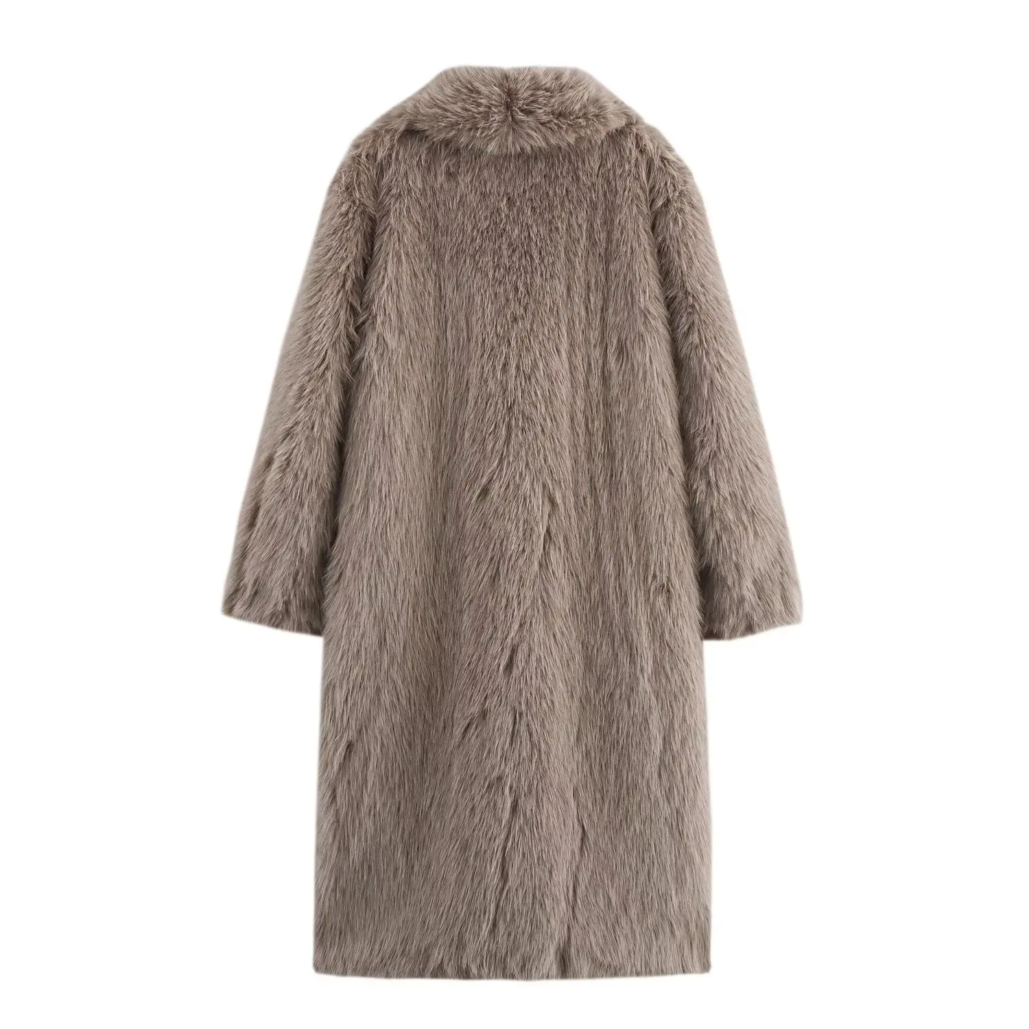 Withered Minimalist Women's Faux Fur Winter Overcoat Women British Fashion Ladies Long Trench Coat For Winter