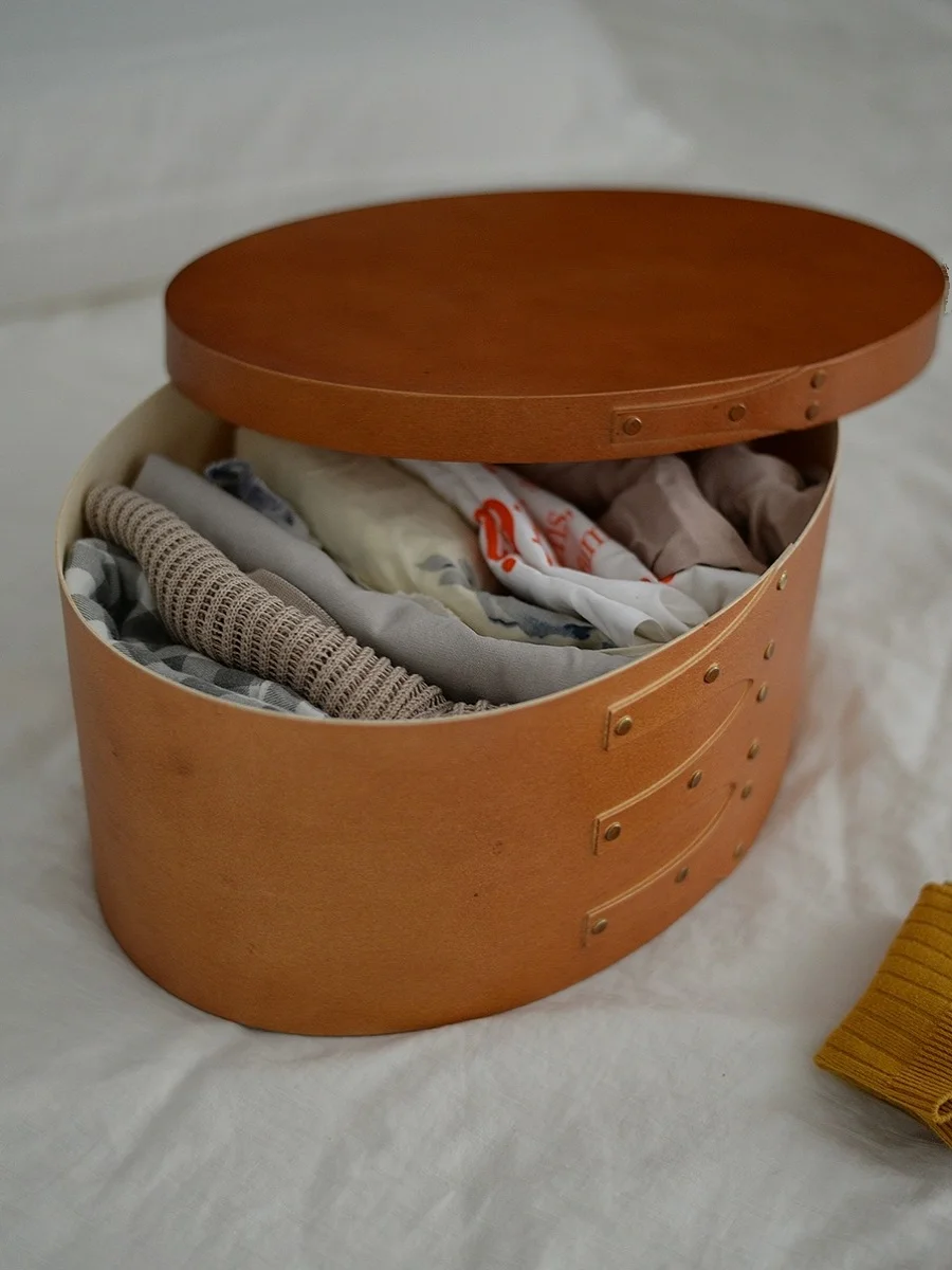 Retro Handmade Wood Storage Box Japanese Style Oval Shaker Basket Multi-Functional Home Organization Container by Mu Ye