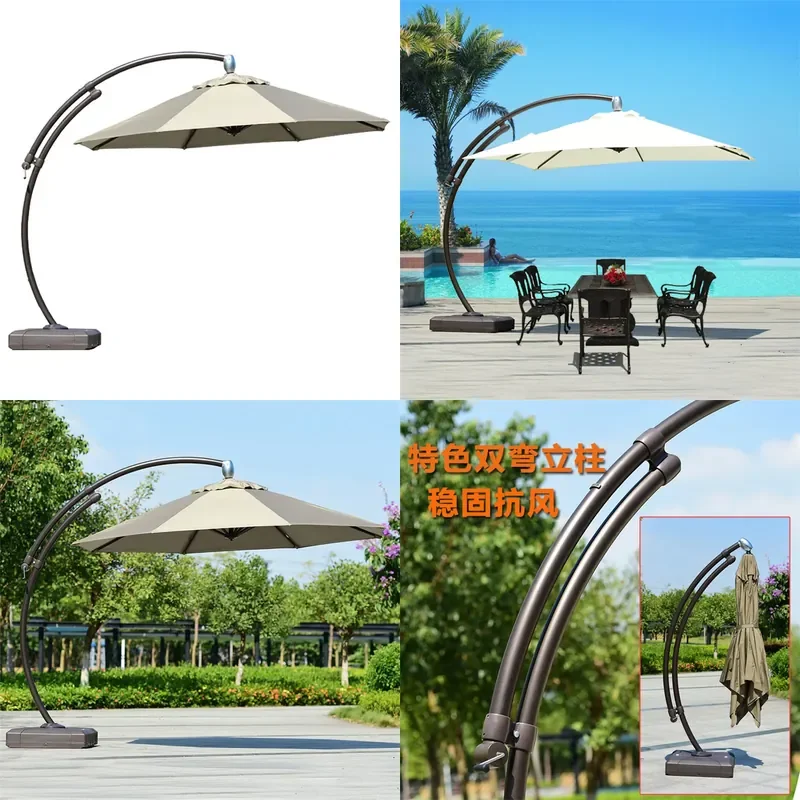 Outdoor Cantilever Umbrella for Patio Villa Beach Commercial Cafe Terrace Park Garden Shade Roman Style Side Stand