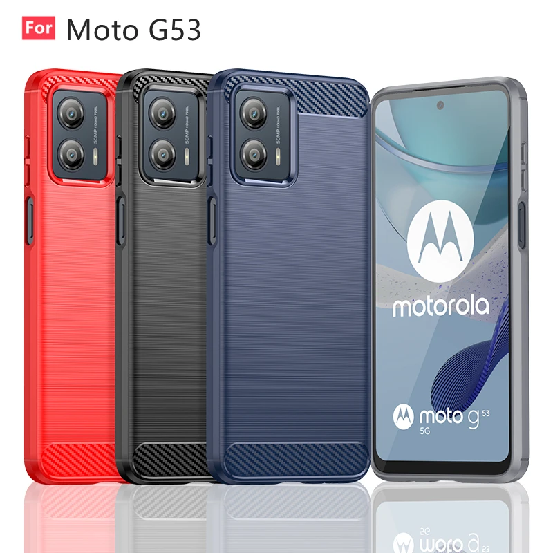 For Cover Moto G53 Case For Moto G53 Capas Carbon Fiber Bumper Back Shockproof TPU Soft Case For Motorola Moto G53 G 53 Fundas