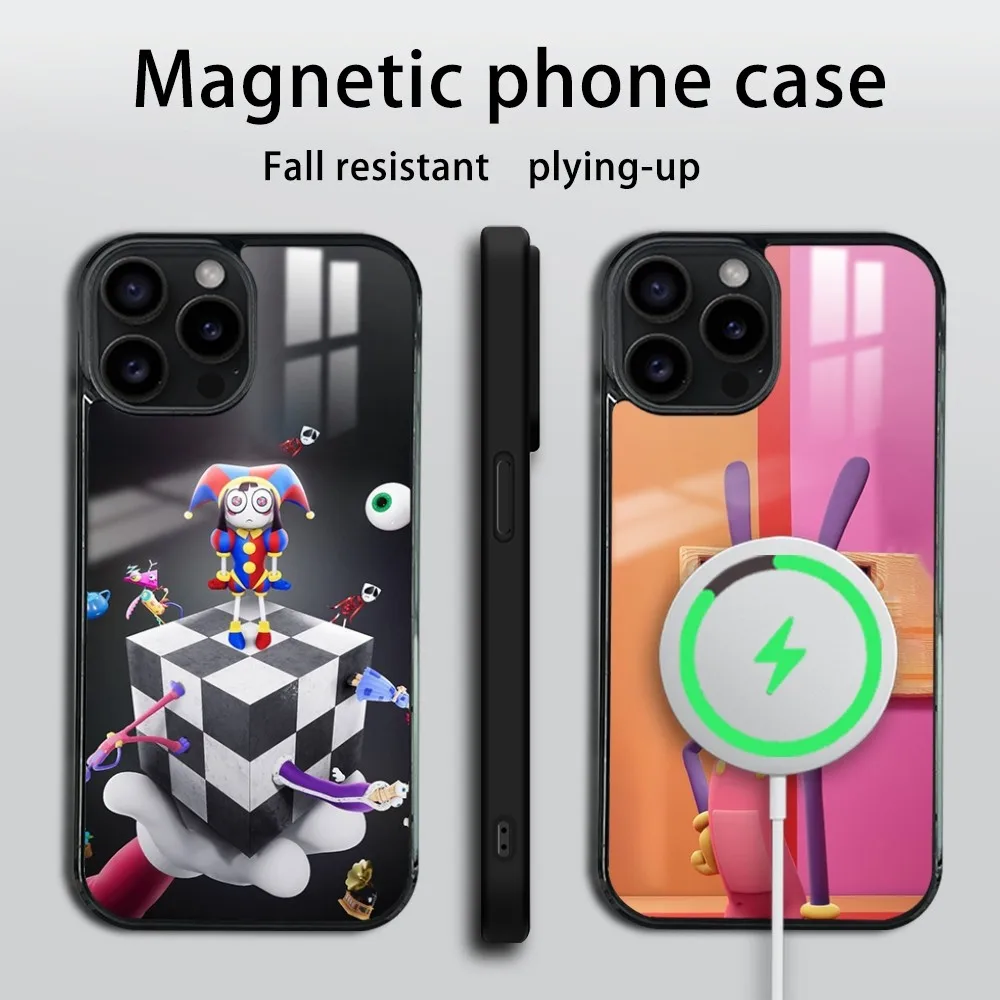 A-Amazing Digital Circus Phone Case For iPhone 16 15 14 13 12 11 PRO MAX PLUS Mini Magnetic wireless mirror phone case