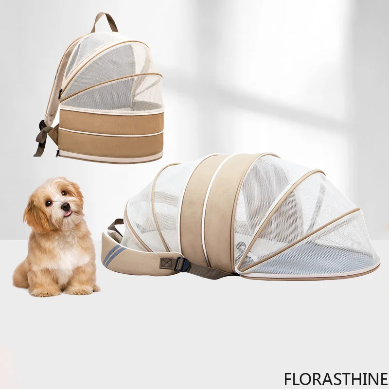 Breathable Expandable Pet Backpack for Cats & Dogs Convertible Carrier with Ventilation Hands-free Bag Travel & Portable Pet Bed