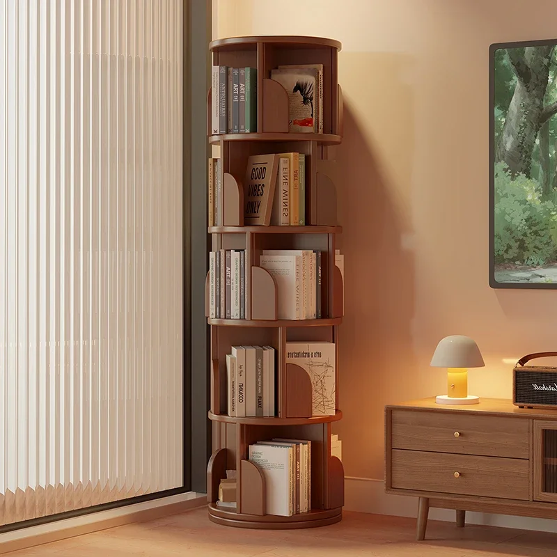 

/living room storage Corner bookcase Rotating bookshelf Floor-to-ceiling shelf integrated against the wall picture book rack Hom