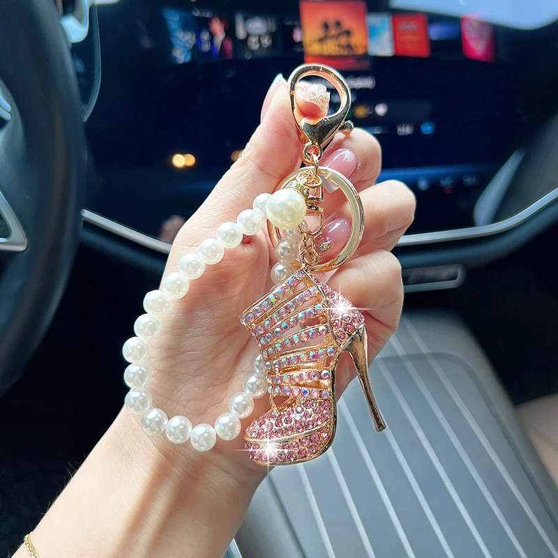 New Fashionable Hollow High Heels Bag Pendant Creative Shoes Car Keychain Exquisite Backpack Keychain Ring