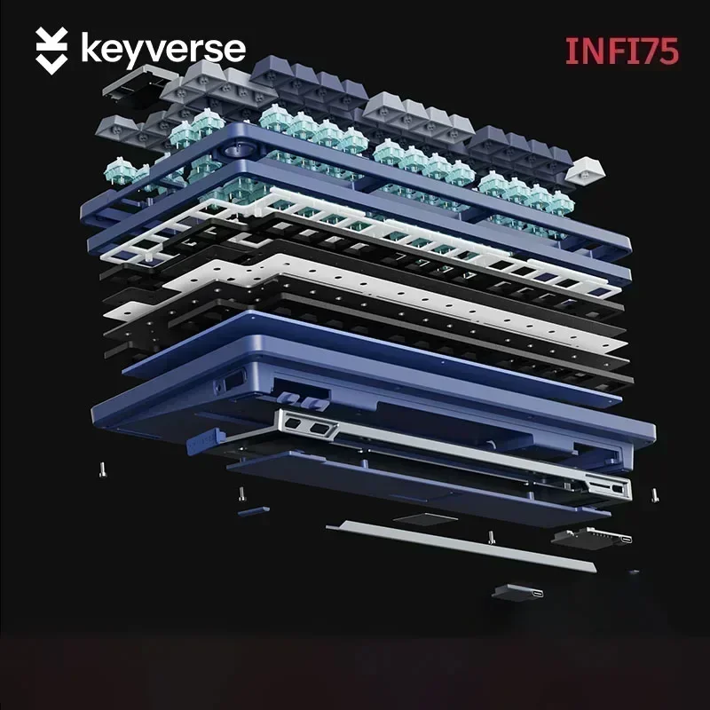 Key Verse Infi75 Gamer Mechanical Keyboard 75key Hot-Swap 3Mode USB/2.4G/Bluetooth Wireless Keyboard RGB Backlit Gaming Keyboard