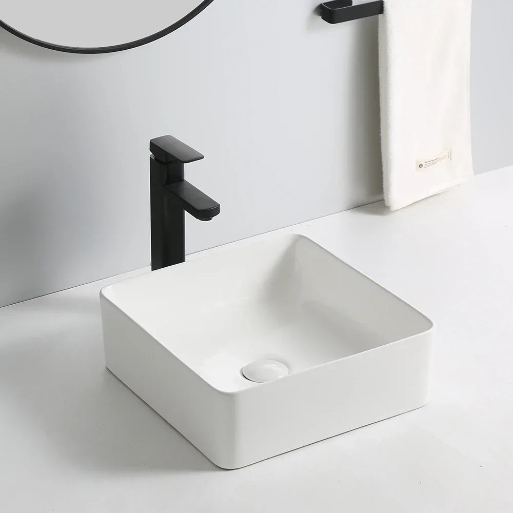 

z New arrival China manufacturer white ceramic hand wash basin rectangular vessel sinks