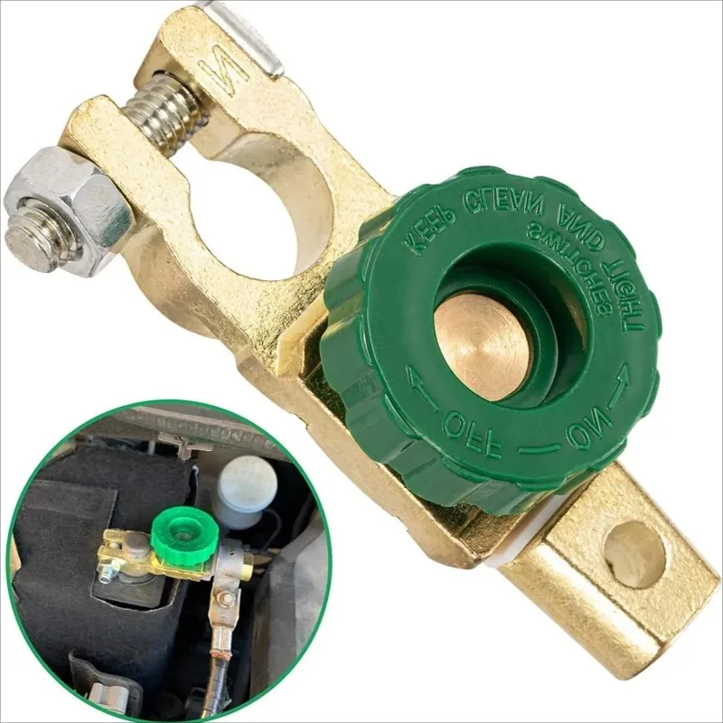 Heavy-Duty Brass Car Battery Disconnect Switch Quick Cut-off Isolator 12V 24V with Knob Anti-Leakage Battery Terminal Car Repair