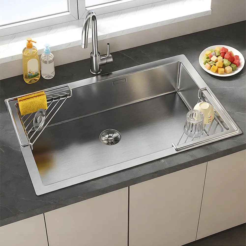 Stainless Steel Sink Corner Drain Rack Triangle Sponge Storage Holder Rust-Resistant Kitchen Basin Organizer